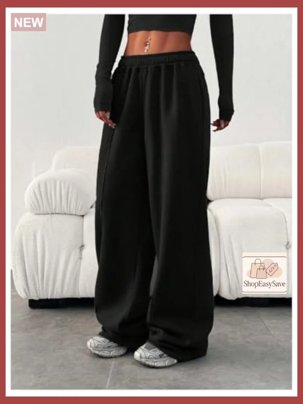 Wide Leg Joggers Sweatpants Baggy Y2K Elastic Waist Straight Leg Flared Loose